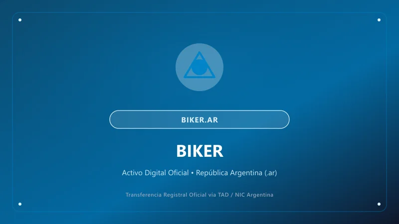 Identidad visual y presentación comercial del nombre de dominio biker.ar en venta